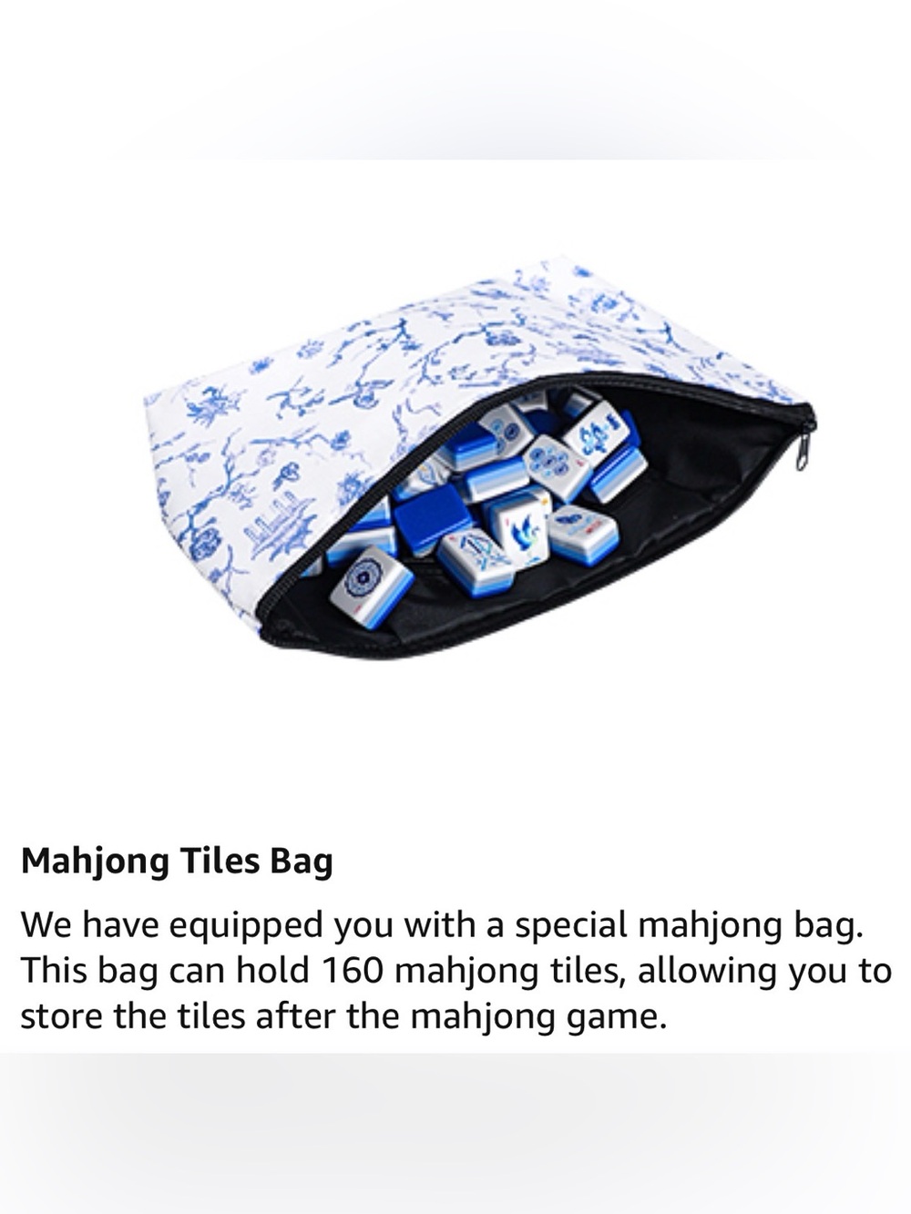 166-Piece Blue & White Mahjong Tile Set, Mahjong Mat and Matching tile bag - Picture 9 of 9